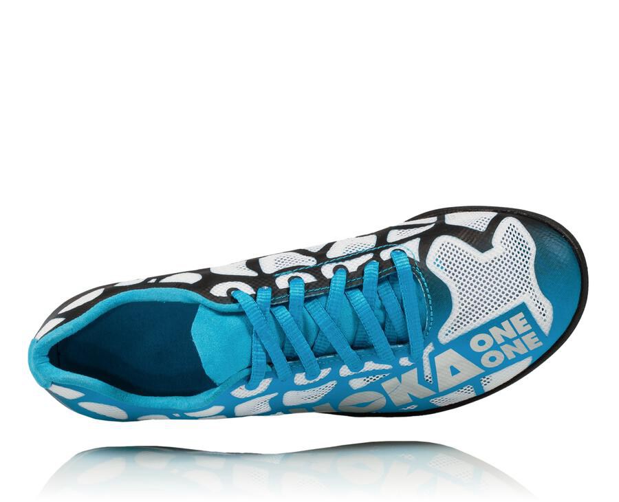 Hoka One One Mens Spikes - Rocket X - White/Blue - GWNQ12835